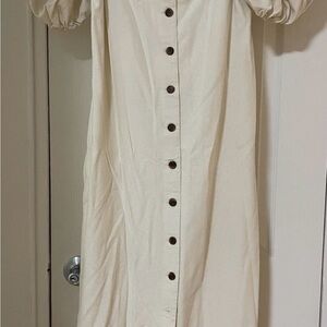 Na Nin Cream Raw Silk Noil Fiona Dress Small